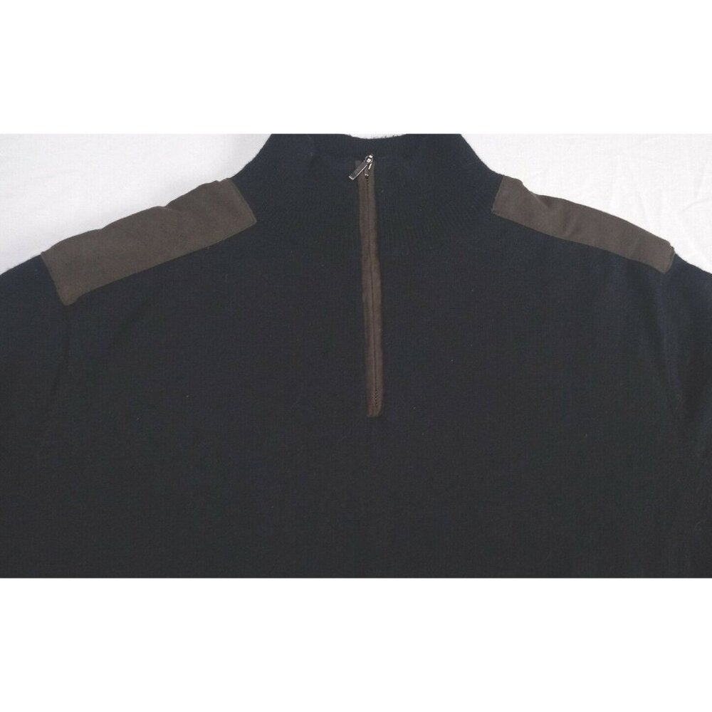 Harrison Davis Sweater Mens Medium Black Top With Faux Suede Trim poly wool - Picture 4 of 14